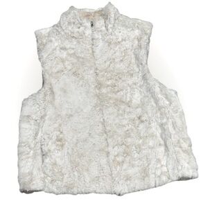 🧥🤍 EIGHT SIXTY Faux Rabbit Fur Vest | Cream Ivory Zip Front | Women’s Size M